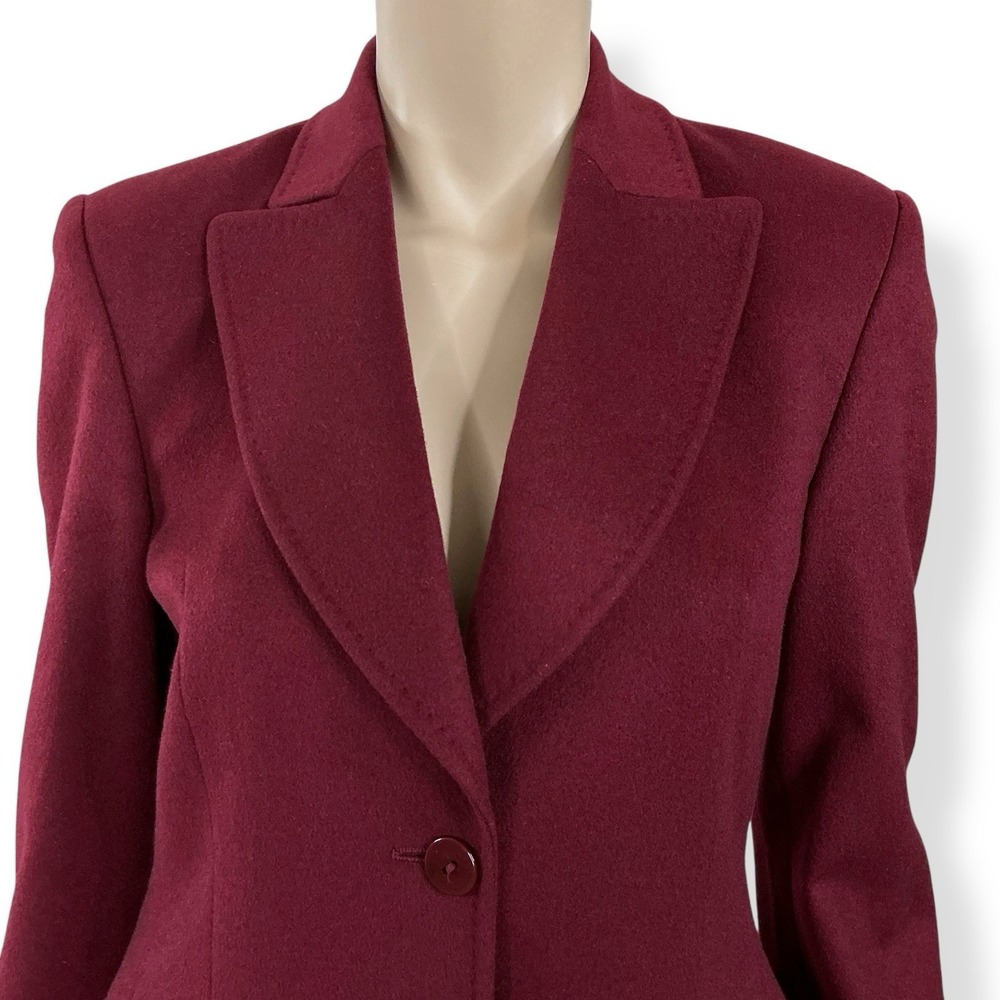 Saks Fifth Ave Cashmere Collection Blazer Jacket Coat Burgundy Germany Size 4 - Picture 4 of 16